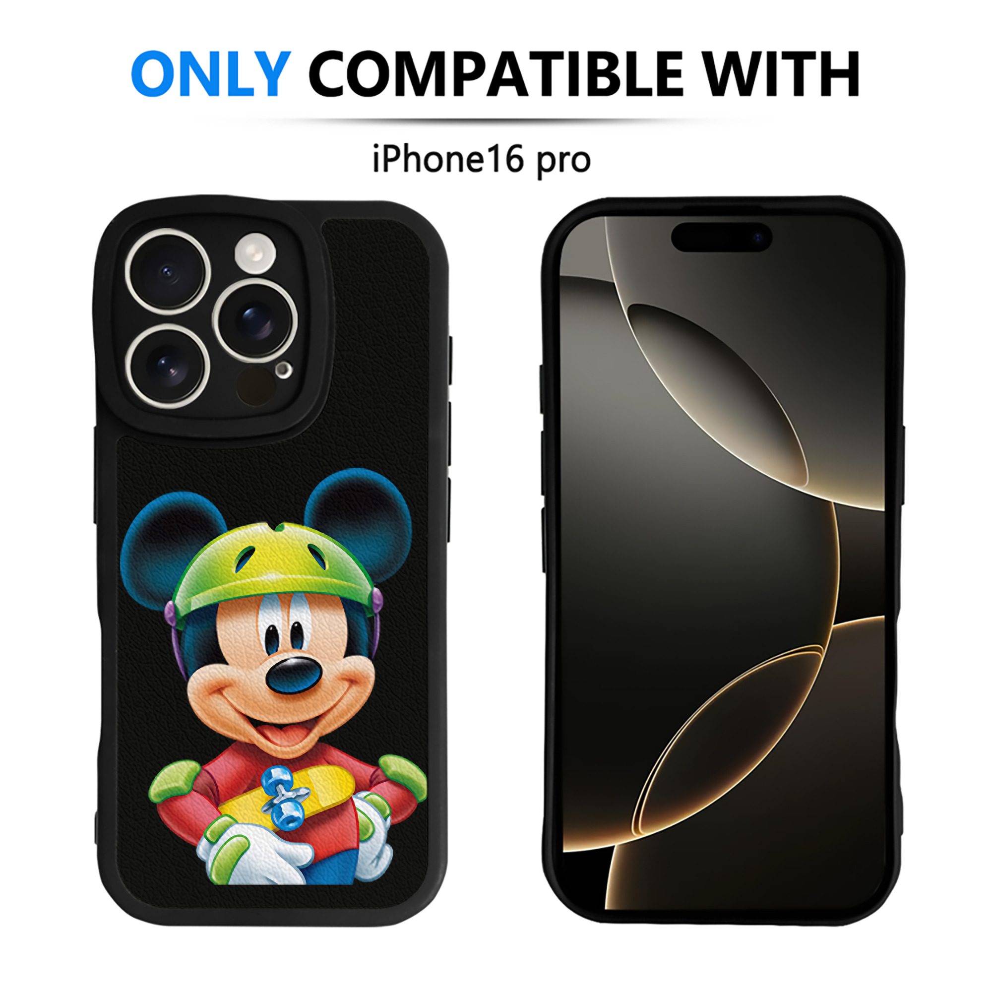 （画像用） ミッキーマウス Mickey Mouse 【iPhone 16シリーズ対応】シリコンスマホケース（レザー調） 材質：シリコン